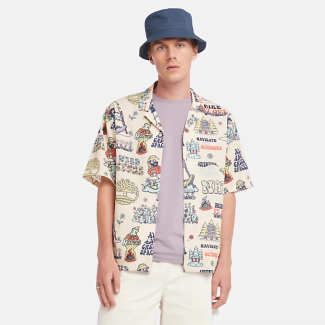 Унисекс риза All Gender Graphic Resort Shirt in Beige