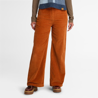 Дамски панталон Corduroy Wide Leg Pant for Women in Orange