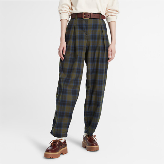 Дамски панталон Plaid Trousers for Women in Green