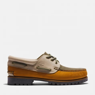 Мъжки мокасини 3-Eye Lug Handsewn Boat Shoe for Men in Yellow