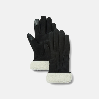 Дамски ръкавици Leather Glove with High Pile Fleece for Women in Black