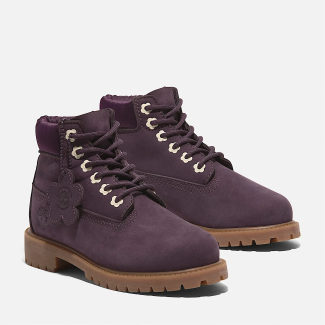 Юношески боти Timberland® Premium 6-Inch Lace-Up Waterproof Boot for Junior in Dark Purple